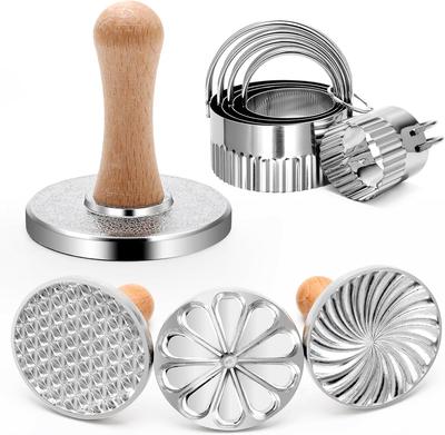 Aluminum Alloy Cookie Cutter Set with Wooden Handle 3 Pattern Designs for Baking Built for Longevity and Comfortable Handling