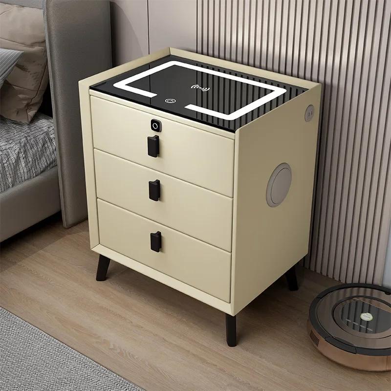 Smart Bedroom Nightstand Modern Minimalist Nordic White Bedside Table Storage Lamp Dimmable Home Furniture