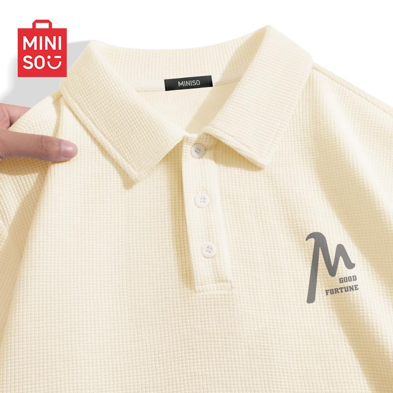 

MINISO Men s Waffle Knit Polo Shirt 4XL