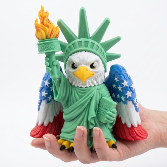 Funny Eagle GoddessStatue 3D Printed Goddess Ornament, American Flag Wings Statue, Feather Texture Art And Statue of Liberty Figurine for Home Office