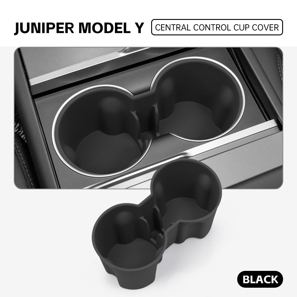 För Tesla Model Y Juniper 2025 2026 Bil Mittkonsol Dryckeshållare Silikon Bil Mugghållare Begränsare Bil Interiörtillbehör