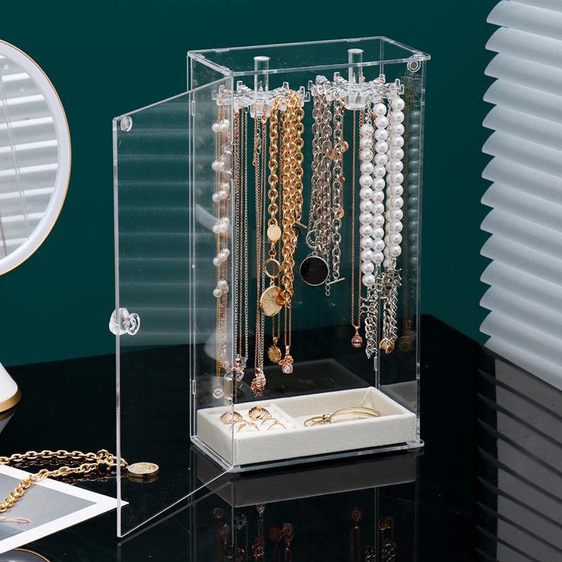 Plastic Jewelry Box Organizer Women Ring Necklace Jewelry Boxes Storage Bracelet Earrings Transparent Display Stand Accessories