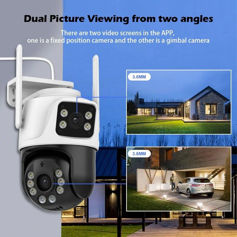 8MP Wifi-kamera PTZ utendørs nattsyn Dual Screen Human Detection 4MP sikkerhetsbeskyttelse CCTV-overvåking IP-kamera