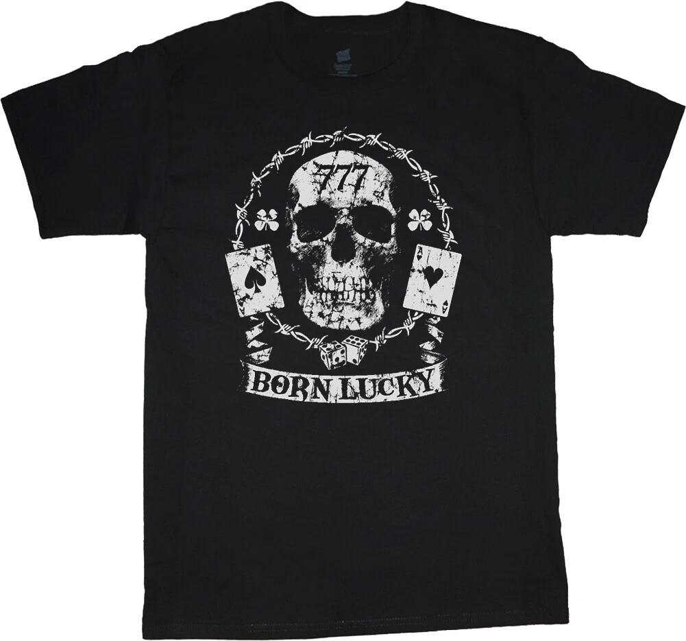 Big and Tall Shirt Skull Born Lucky Mens Graphic Tee Big Guy Clothing Apparel XL