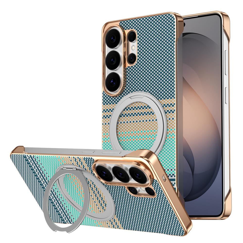 Luxury Carbon Fiber Fold Magnetic Stand Bracket For Magsafe Case For Samsung Galaxy S26 S25 S24 S23 Ultra Shockproof Back Cover