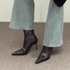2025 Fashionable and Elegant Pointed Toe High Heel Short Boots Autumn Winter New Style Thin Retro Fashion Boots