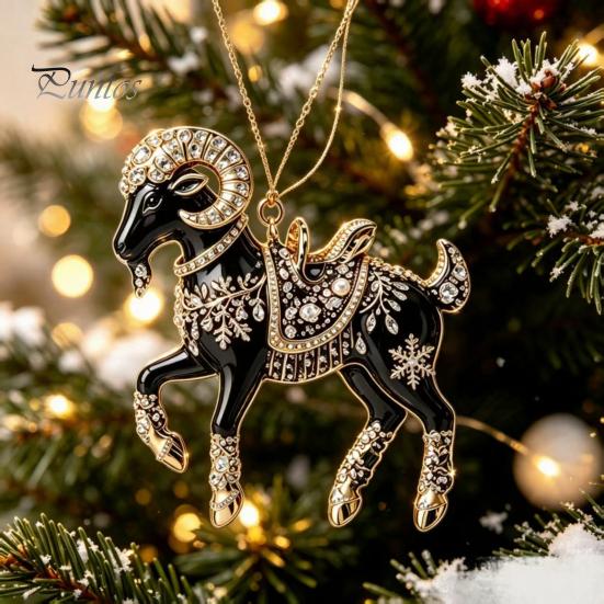 Lightweight Tree Ornaments for Holidays Black Goat Christmas Hanging Ornament, 2D Acrylic Festive Compact Restaurants Pendant, Decorative Car
