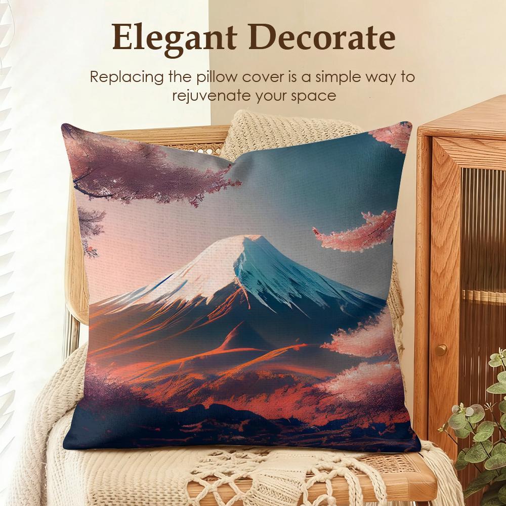 

Japenes Mount Fuji Cushion Cover Natural Linen Organic Fabric DoubleSided Printing Sofa Home Decor Gift Pillow Case 30x30cm