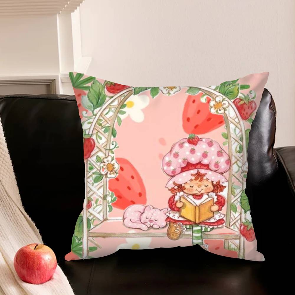 Cute Strawberry-Y S-Shortcake-Girl Various Sizes Square Pillowcase For Car Home Bedchamber Decor