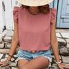 Women's Summer Solid Color Vest Solid Color Round Neck Pullover Ruffle Top
