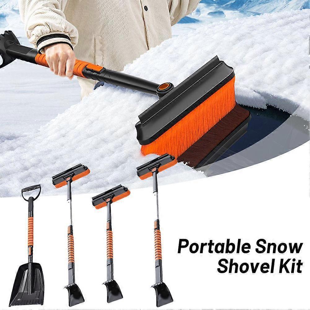 5-In-1 Extendable Snow Shovel And Ice Scraper For Car, Snow Brush With Squeegee
