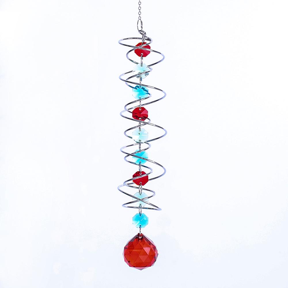 Cross-Border 3D Gazing Ball Spiral Wind Chime with Water Drop Love Crystal Sun Catcher Rainbow Decoration