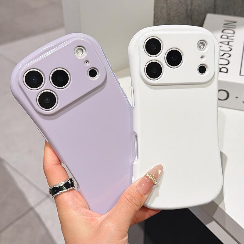 Trendy Candy Color Glossy Phone Case for For Iphone 17 Pro Max 16 1 14 13 12 11 Soft TPU Shockproof Cover Solid Pastel Color Hoesje