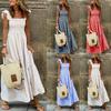 2024 Summer Women's Retro Plaid Smocked Spaghetti Strap Ruffle Hem Dress