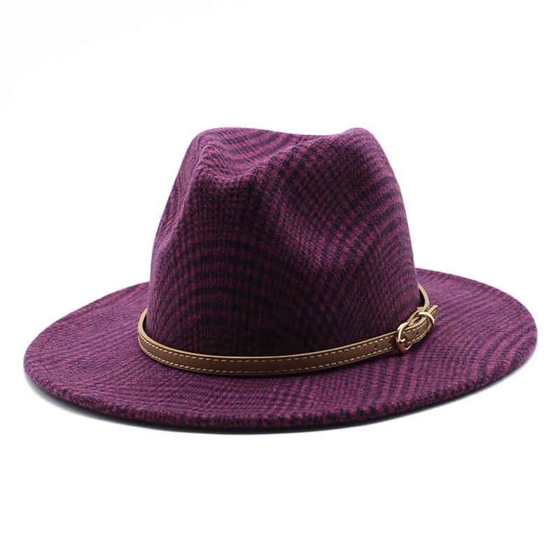 

Wool Jazz Top Hat Men And Women Couple Hat Flat Brim Big Eave Hat Felt Hat M（56-58cm）