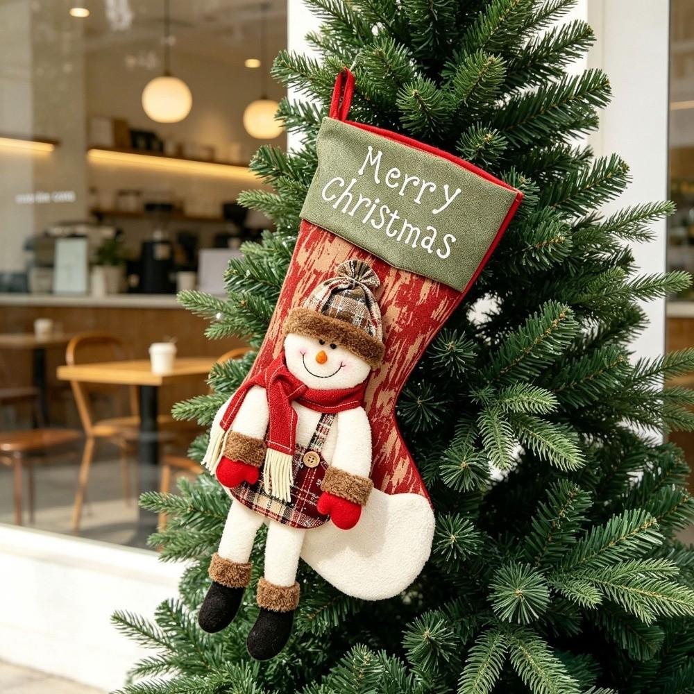 Snowman Christmas Gifts Bag Cartoon Christmas Decorative Socks Xmas Tree Ornaments