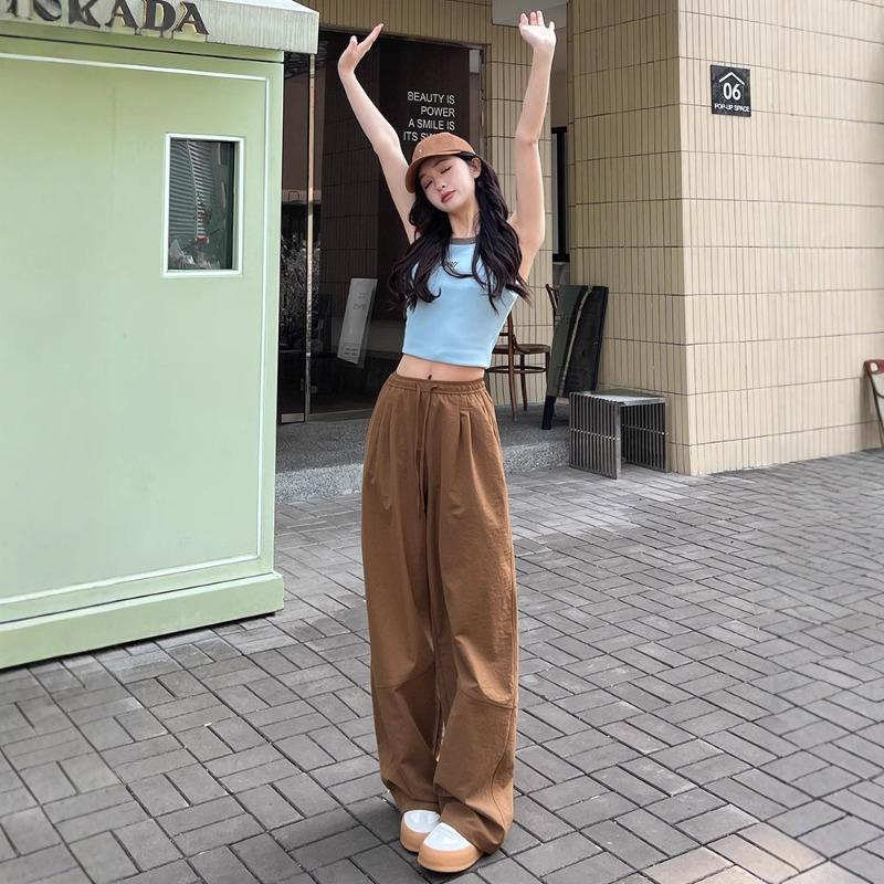 Narrow version wide-leg pants women's new summer thin loose lazy style casual pants versatile and thin loose straight-leg pants