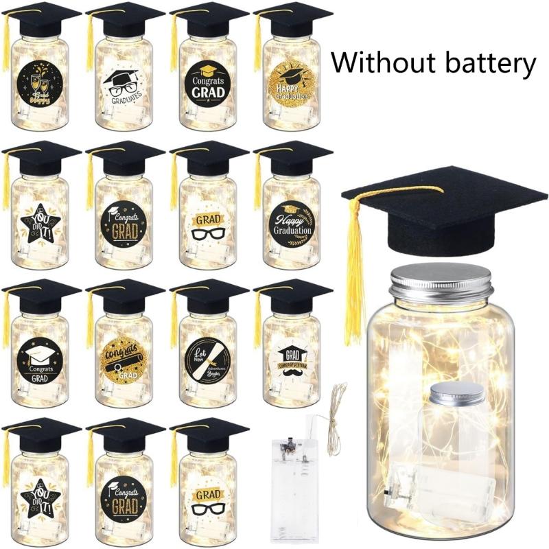 Light up Graduation Mason jar with Graduation Cap Class of 2026 Graduation Centerpieces for Congrats Graduate Party