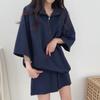 Women's Two-Piece Summer Sportswear: High Neck Zip Top & Loose Shorts Set