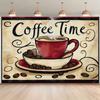 2D Red Coffee Cup Vintage Backdrop for Coffee Shop, Brunch Party and Home Decor