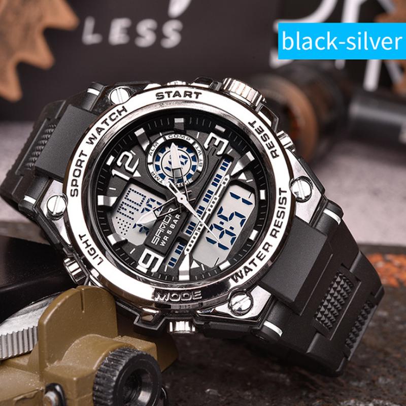 SANDA Electronic Watch Trendy Cool Electronic Watch Multi-function Alarm Clock Men's Wristwatch