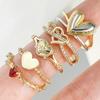 Huitan Gold Color Cross Heart Ring for Women Romantic Wedding Engagement Bridal Promise Accessories Red CZ Elegant Chic Jewelry