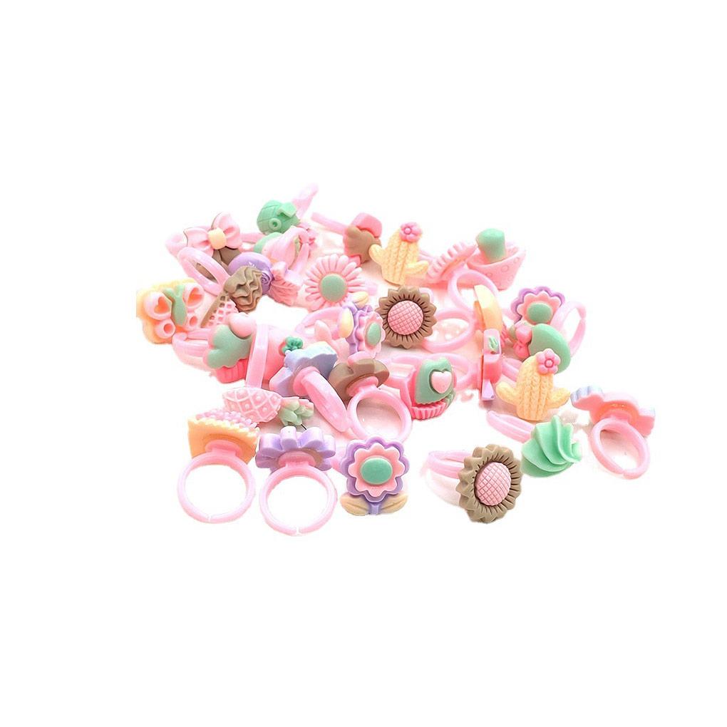 Cute 100 Beach School Jewelry Candy Lovely Pieces Decoration Cartoon Holiday Resin Dessert Children Sweet Ring Kids