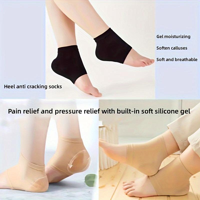 2pcs/set, 1 Pair of Gel Heel Socks for Relief - Moisturizing Foot Care, Alcohol-Free Black Half Socks, Foot Protection, Gel