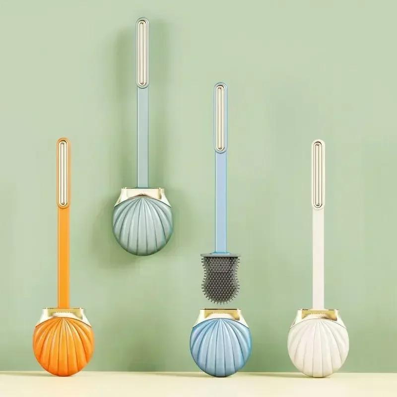 

Shell toilet brush with no dead corners, household non punching toilet brush зелёный