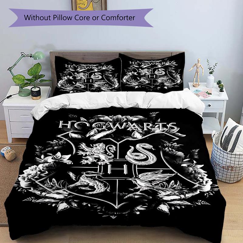 3pcs Hogwarts Crest Comforter Set - Four Seasons Home High,Machine Washable Bedspread with Pillowcases (No Filling) Yy250909060