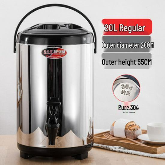 Commercial Stainless Steel Insulated Double-Layer Bucket for Milk Tea & Soy Milk, Large Capacity 