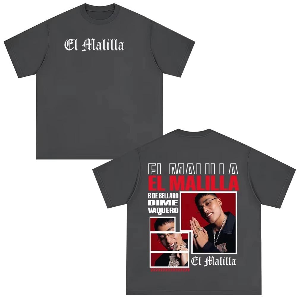 Unisex Women Hip-hop Casual T-shirts Singer El Malilla Album Print T-shirt Summer Short-sleeved Relaxed Casual Gothic Punk T-shirt
