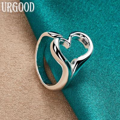 925 Sterling Silver Adjustable Heart Ring Romantic Gift Fashion Jewelry