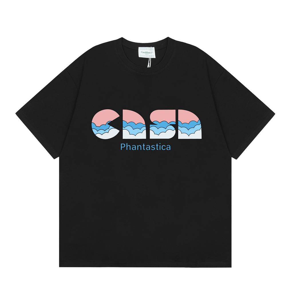 Grenzüberschreitend auf Lager exklusiv Casablanca Doppelgaze reine Baumwolle Unisex T-Shirt Hip-Hop lässig Kurzarm locker Rundhals
