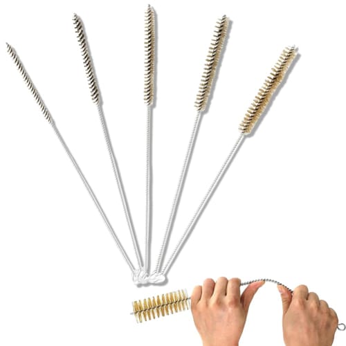 TUDOUZZZ 5-Piece Brass Wire Brush Set for Metal, Bore, Polishing, Tube, and Cleaning (Copper Wire Brush, 5 Sizes)
