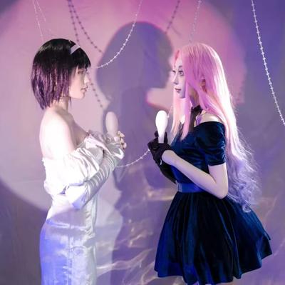 Anime Alien Stage Sua Cosplay Costume Women Stage Mizi Cosplay Costume Cute White Dress Headwear Wigs