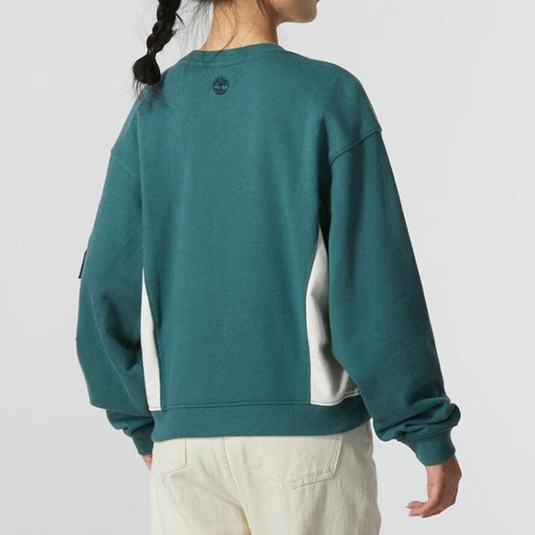 Timberland Color Block Loose Casual Round Neck Pullover Long Sleeve Sweatshirt Women Sweatshirt Green A5TDK-CL6
