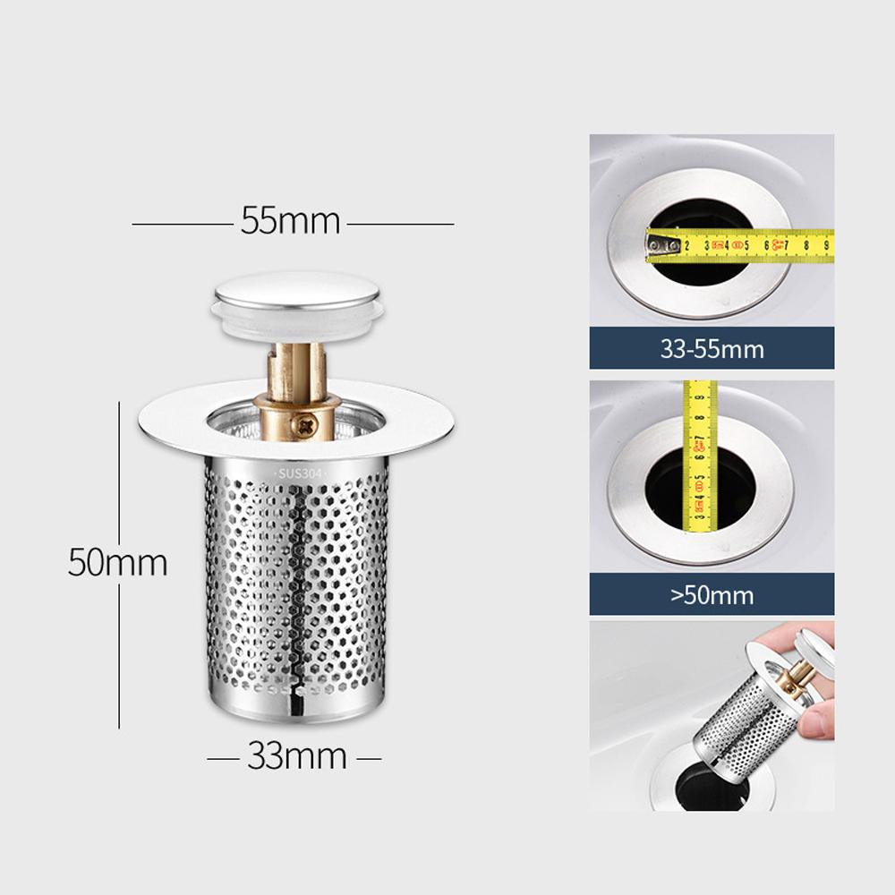 Universal Sink Stopper with Basket Bathroom Bounce-out Copper Core Sink Drain Stopper Wash Basin