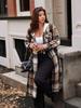 Autumn/Winter 2025 European & American Style Hooded Plaid Wool Trench Coat