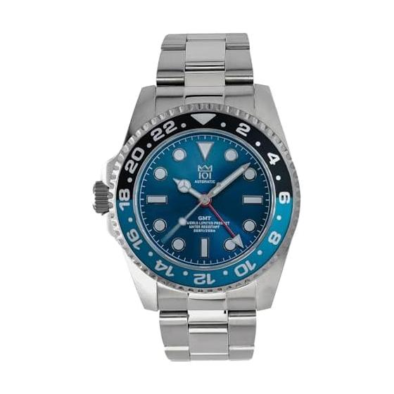 [HYAKUICHI 101] Hyakuichi Model 14L AUTOMATIC GMT DIVER S WATCH Mechanical GMT Japanese Movement World Time Left Hand Viking Blue Hack Function