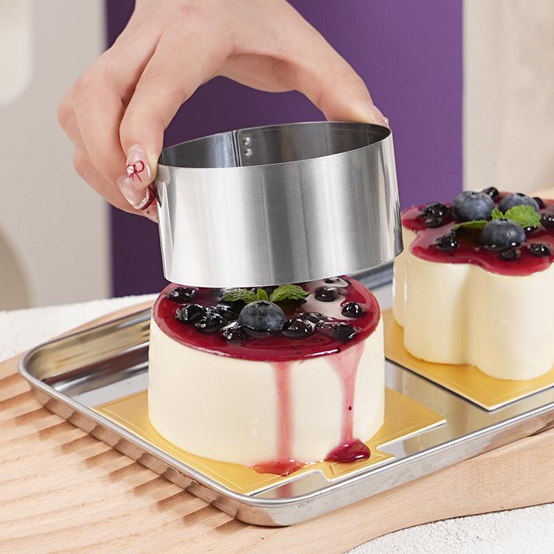 Edelstahl Kuchenform Set mit Ausdrücker: Runde, Herzförmige, Blumenförmige Formen für Mousse & Kekse