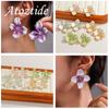 Atoztide New Exaggerated Colorful Flowers Earrings for Women Stainless Steel Zircon Flower Earring Romantic Wedding Jewelry Gift