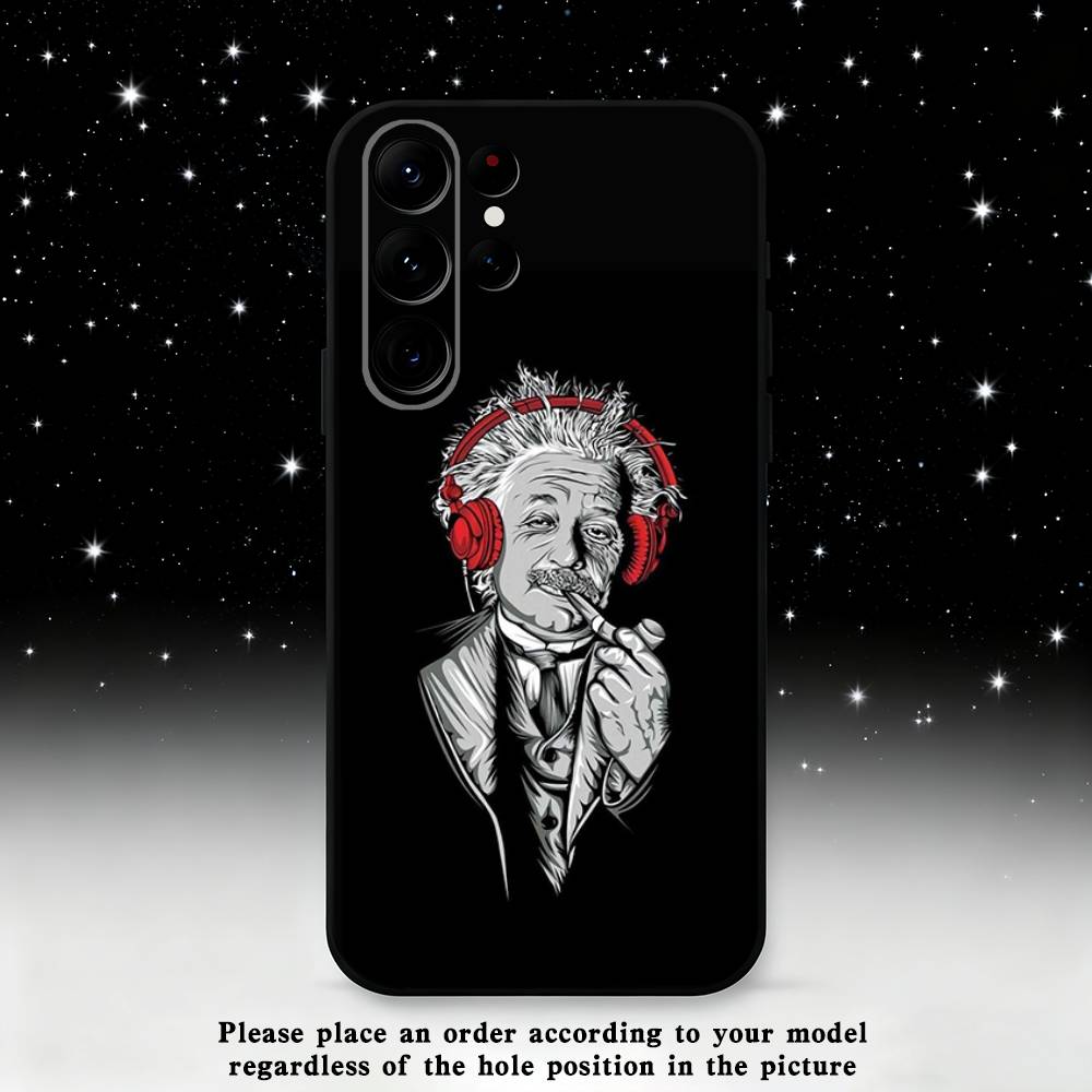 A-Albert E-Einstein Phone Case For Samsung S25,S24 Ultra,S20,S30 plus,S22 plus,S23,S30 Ultra 5G Silicone Black Shell
