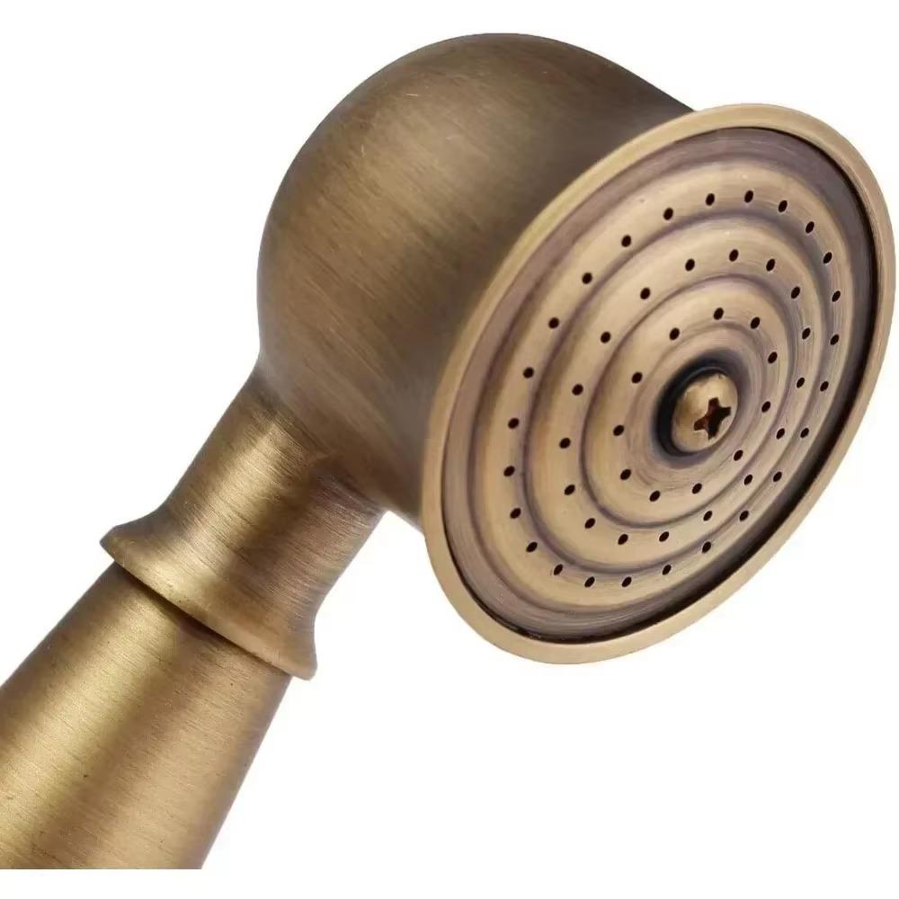 Retro Antique Brass Shower Head High Pressure Handheld Shower Head with Hose Bracket for Bathroom Shower System Accessories