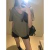 Design Sense V-neck Striped Short-sleeved T-shirt Women, Summer Spice Girl Loose and Thin Women's Top