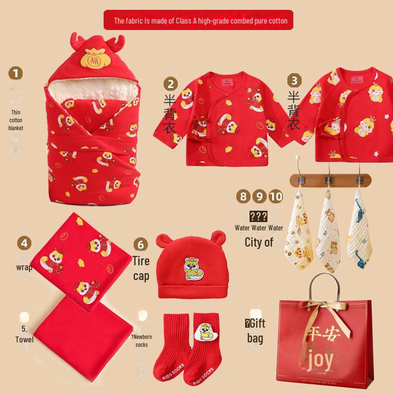 

Комплект необхідних речей для новонароджених з чистої бавовни: Сумка для лікарні з ковдрою та осінньо-зимовим дитячим одягом