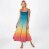Women's Long Beach Casual Elegant Spaghetti Strap Maxi Dress Gradient Color Low-key Flowing Bohemian Dress