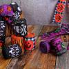 Scary Halloween Colorful Ribbons Pumpkin Skull Bat Spider Web Checkered Pumpkin Ribbons Cloth Exquisite