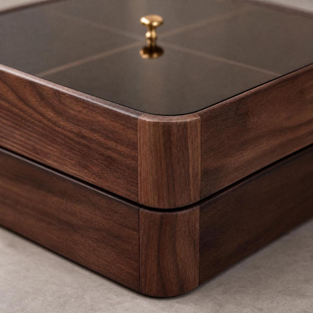 Two-Layer Black Walnut Snack Box Elegant Nut Storage Container Stackable