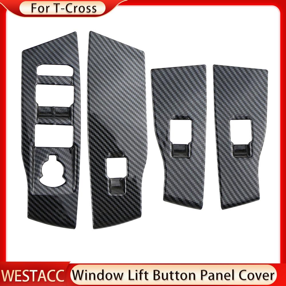 4Pcs Car Door Window Lift Panel Cover Sticker for Volkswagen VW T-Cross Tcross 2018    2022 2023 LHD